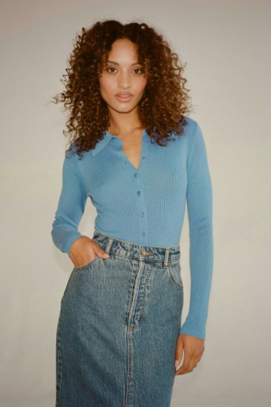 Women Rolla's Jeans Tops | Caroline Knit Longsleeve Top - Cobalt