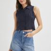 Women Rolla's Jeans Tops | Nina Linen Top - Navy