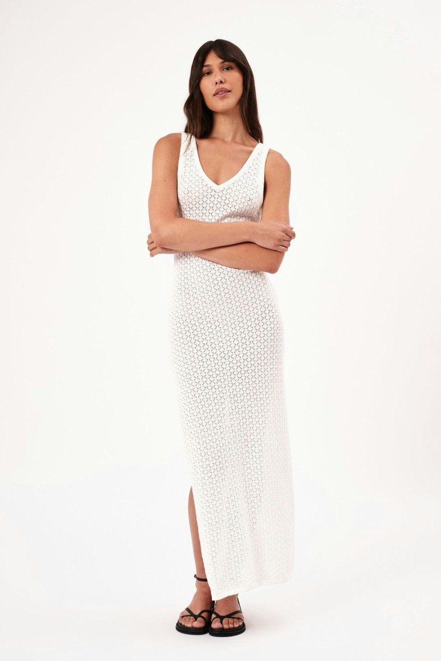 Women Rolla's Jeans Dresses | Eliza Diamond Knit Dress - White