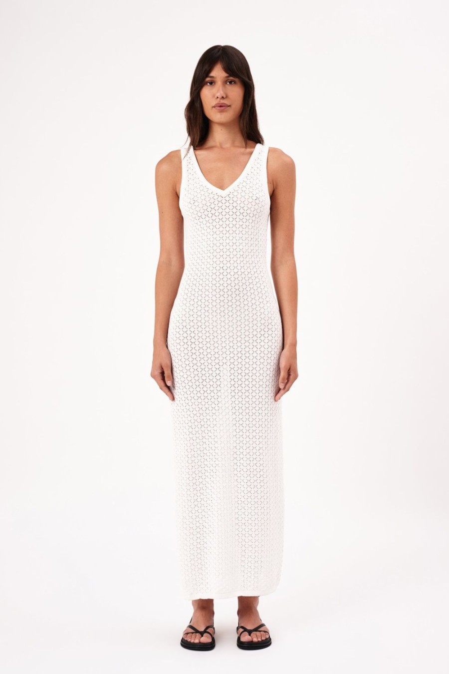 Women Rolla's Jeans Dresses | Eliza Diamond Knit Dress - White