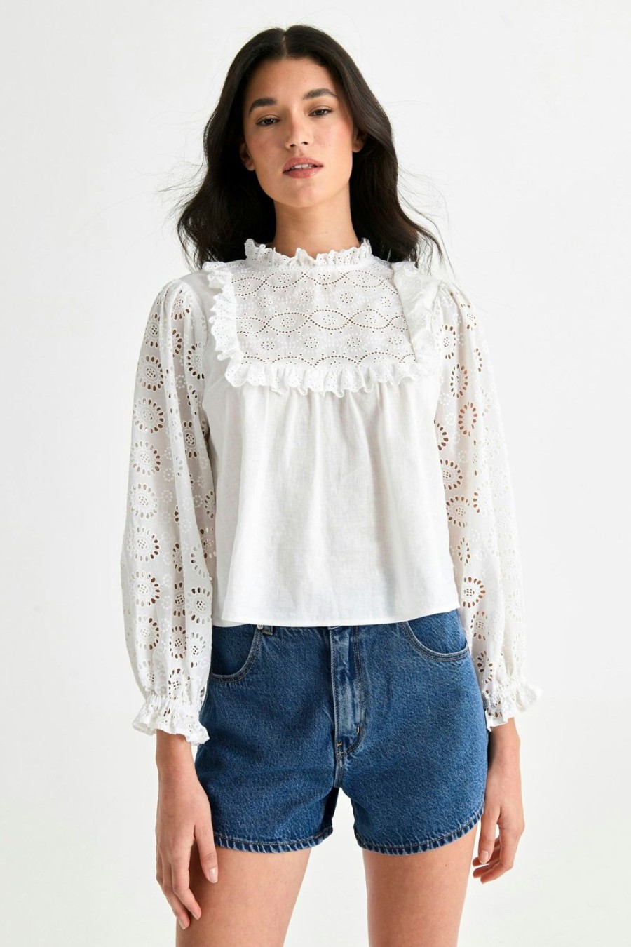 Women Rolla's Jeans Tops | Paris Lace Blouse - White