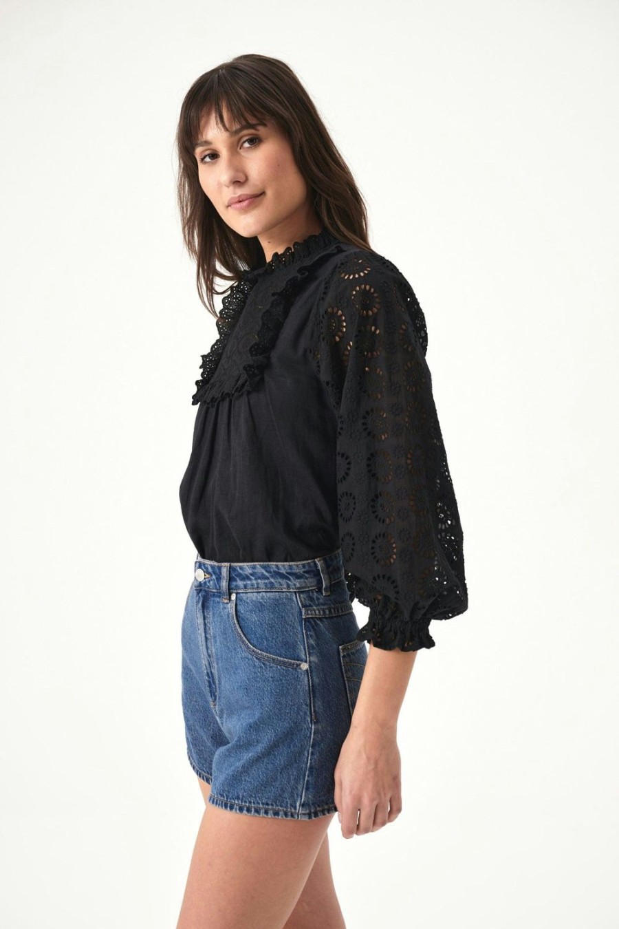 Women Rolla's Jeans Tops | Paris Lace Blouse - Black