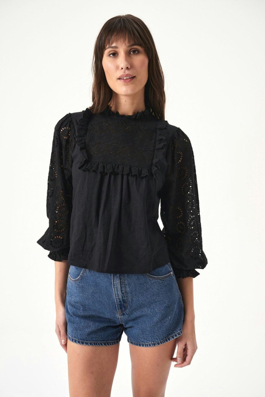 Women Rolla's Jeans Tops | Paris Lace Blouse - Black