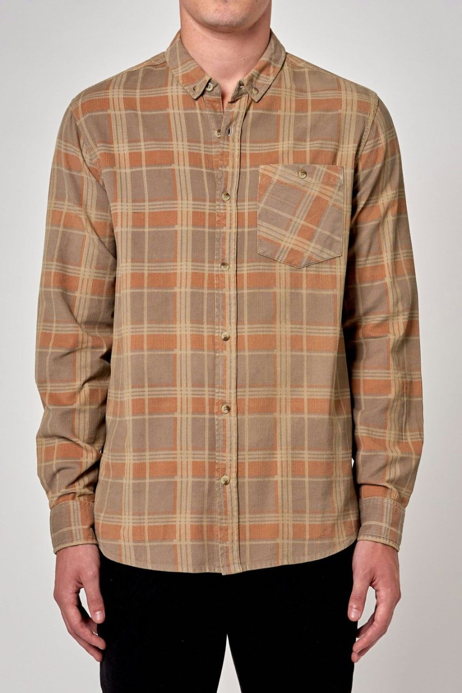 Men Rolla's Jeans Shirts | Tradie Cord Check Shirt - Multi