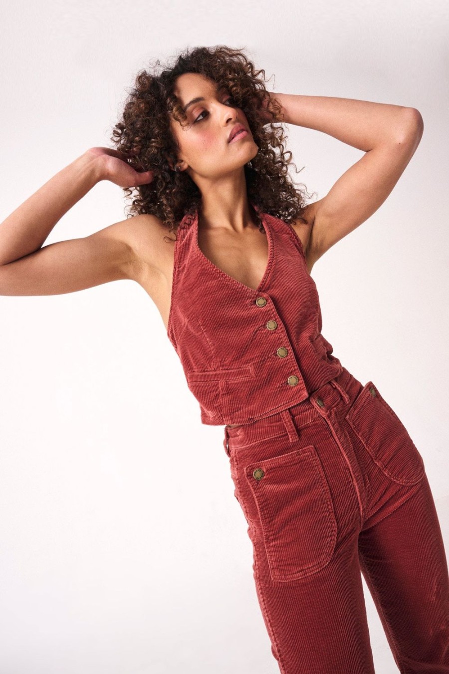 Women Rolla's Jeans Tops | Halter Vest - Brick Cord