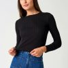 Women Rolla's Jeans Tops | Pointelle L/S Top - Black