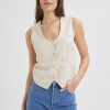 Women Rolla's Jeans Tops | Soho Linen Vest - Biscuit