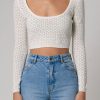 Women Rolla's Jeans Tops | Diamond Knit Scoop Top - White