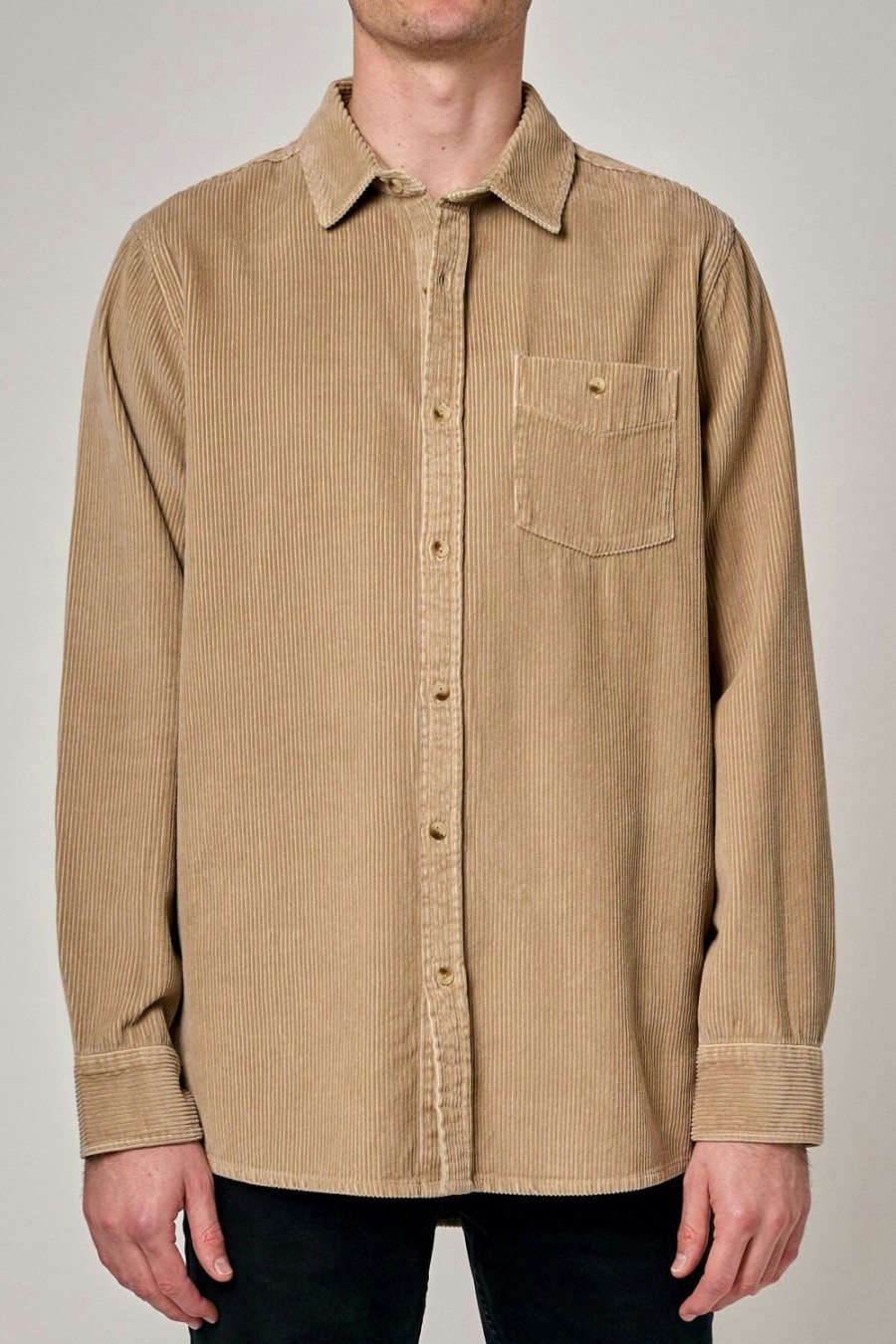 Men Rolla's Jeans Shirts | Fat Cord Shirt - Stone