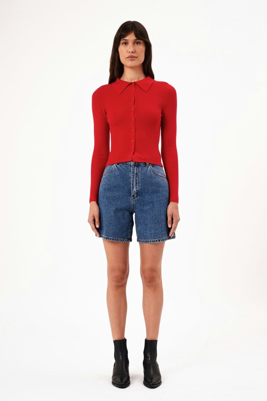 Women Rolla's Jeans Tops | Caroline Knit Longsleeve Top - Coral