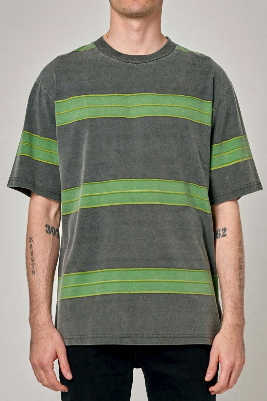 Men Rolla's Jeans Tees | Spirit Stripe Tee - Forest