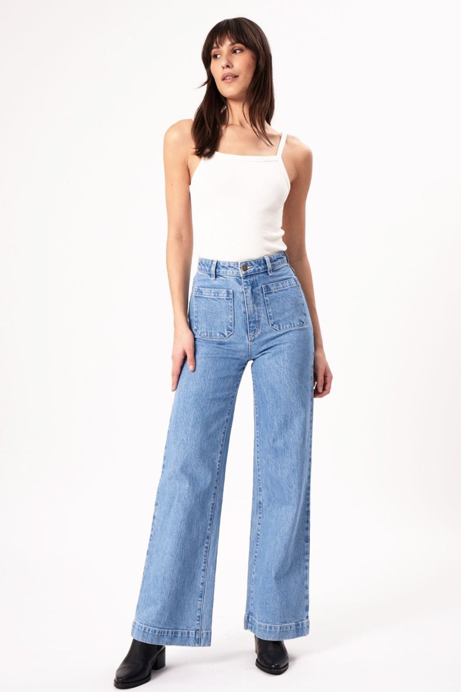 Women Rolla's Jeans Wide | Sailor Jean Long - Lily Blue