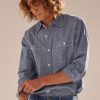 Men Rolla's Jeans Shirts | Chambray Shirt - Blue