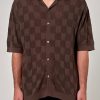 Men Rolla's Jeans Shirts | Checker Knit Shirt - Brown