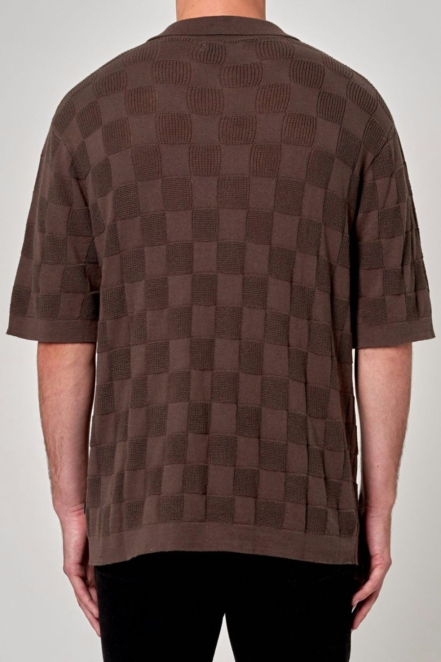 Men Rolla's Jeans Shirts | Checker Knit Shirt - Brown