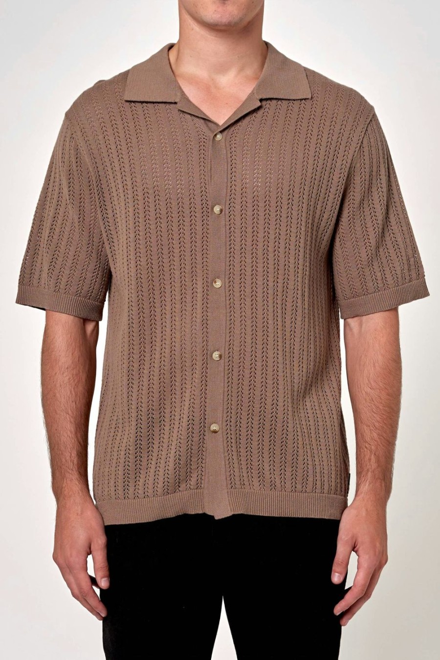 Men Rolla's Jeans Shirts | Bowler Knit Shirt - Oak