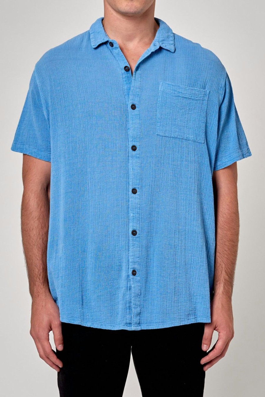 Men Rolla's Jeans Shirts | Bon Crepe Shirt - Blue