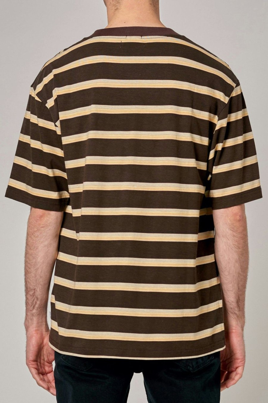 Men Rolla's Jeans Tees | Stripe Tee - Brown