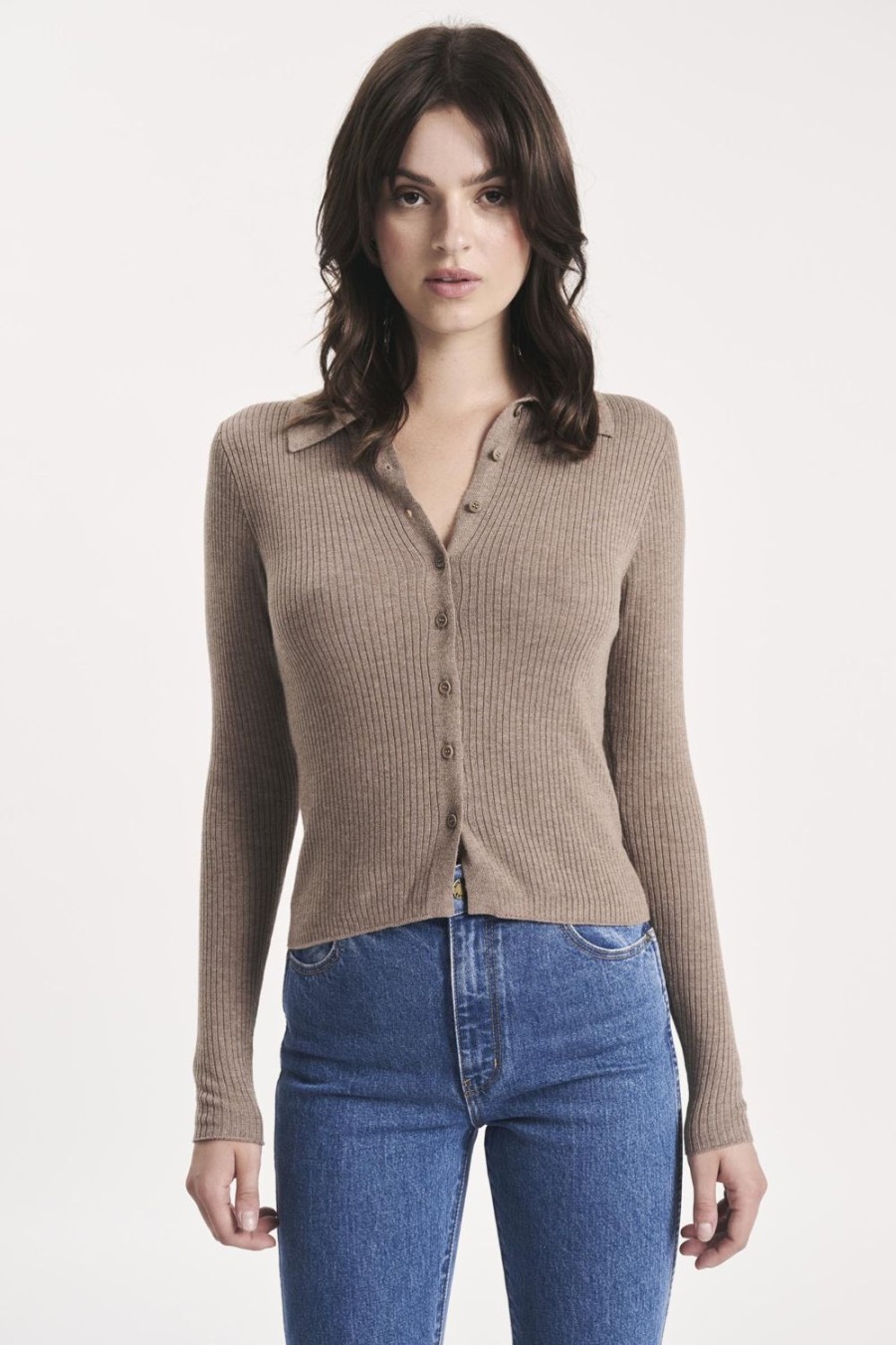 Women Rolla's Jeans Tops | Caroline Knit Longsleeve Top - Mink