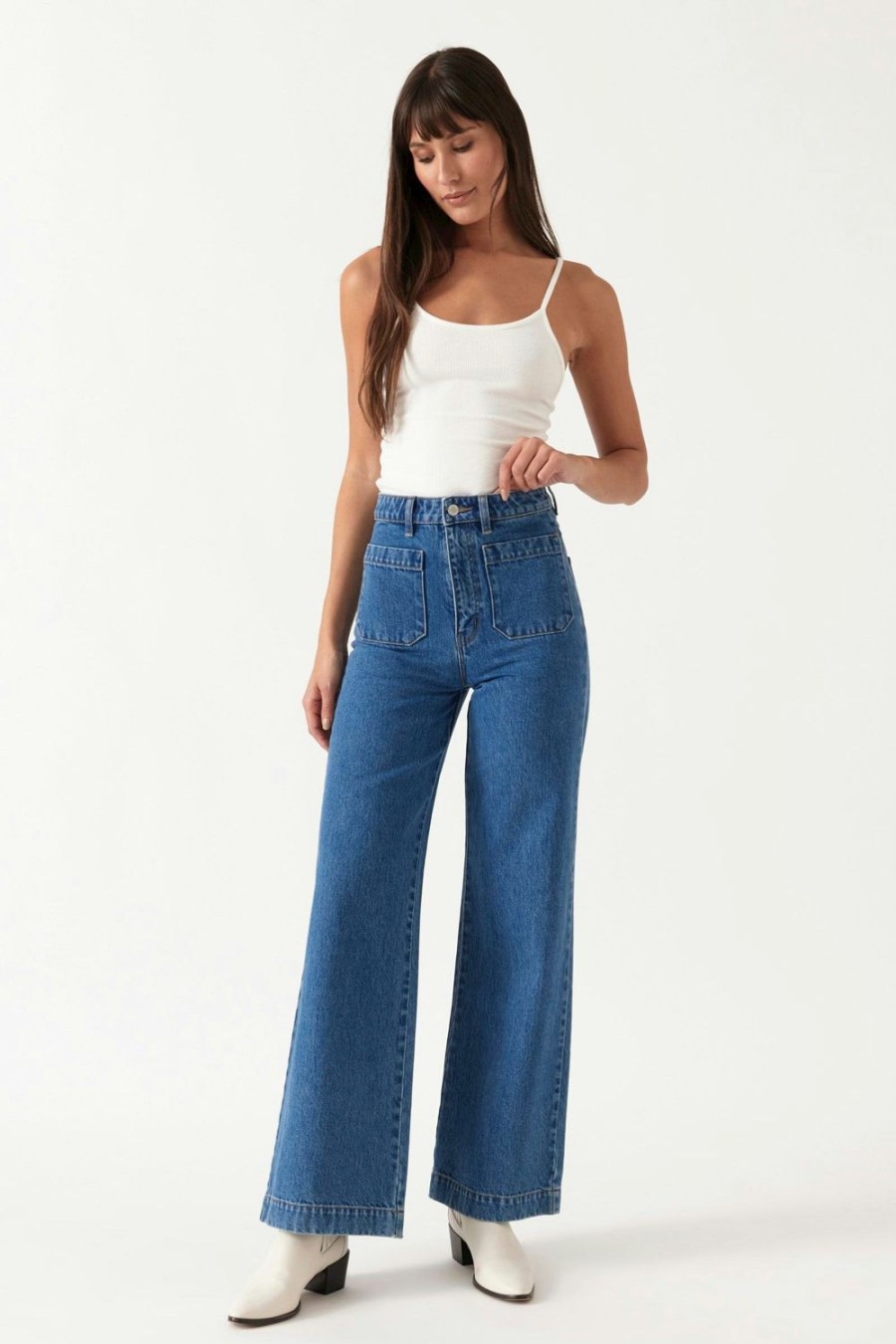 Women Rolla's Jeans Wide | Sailor Jean Long - Ashley Blue