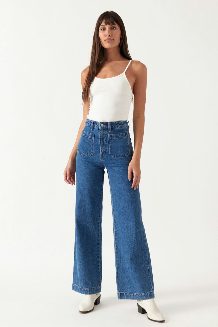 Women Rolla's Jeans Wide | Sailor Jean Long - Ashley Blue