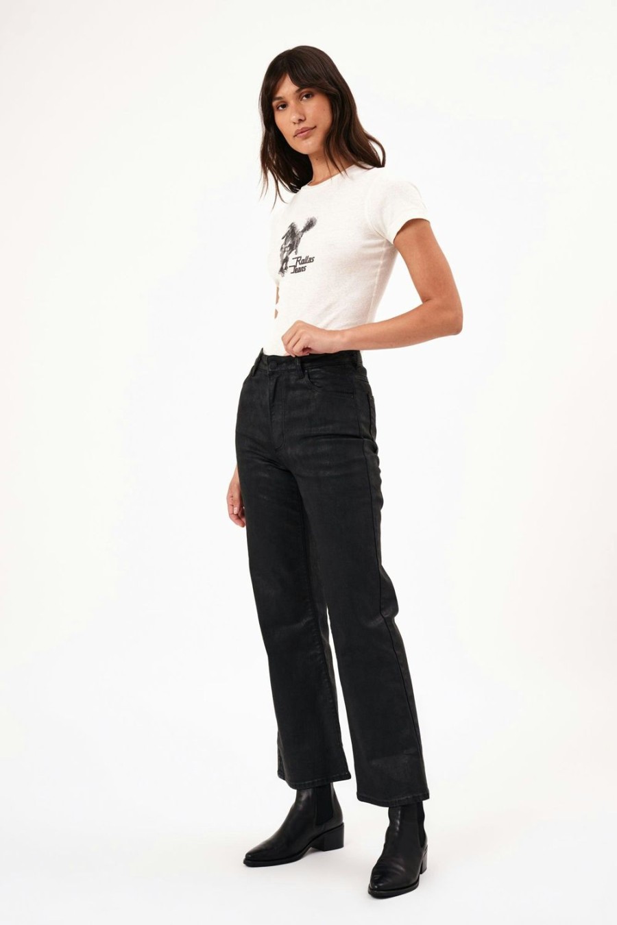 Women Rolla's Jeans Wide | Sailor Scoop - Coated Black