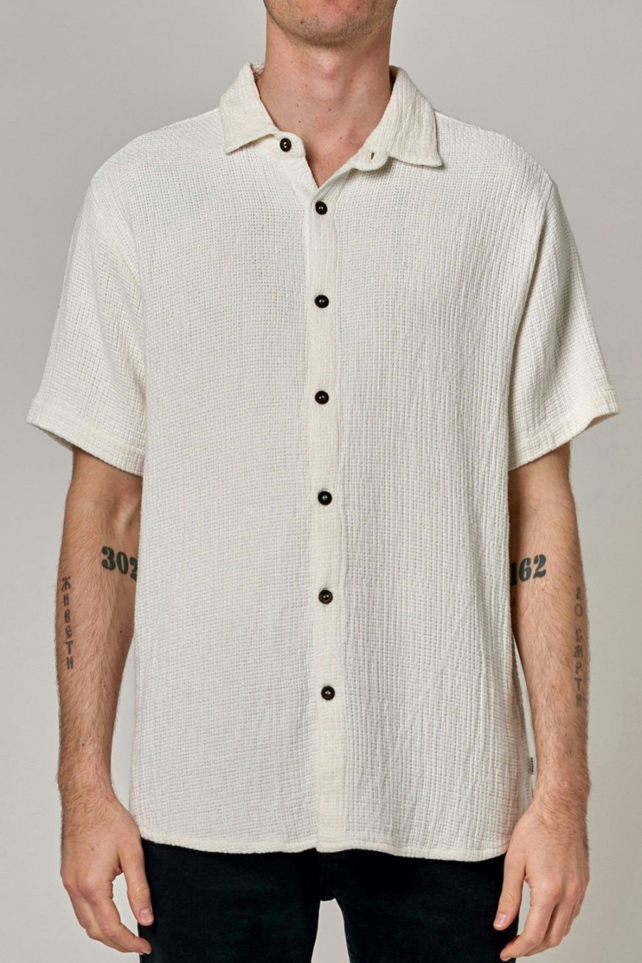 Men Rolla's Jeans Shirts | Bon Weave Shirt - Bone