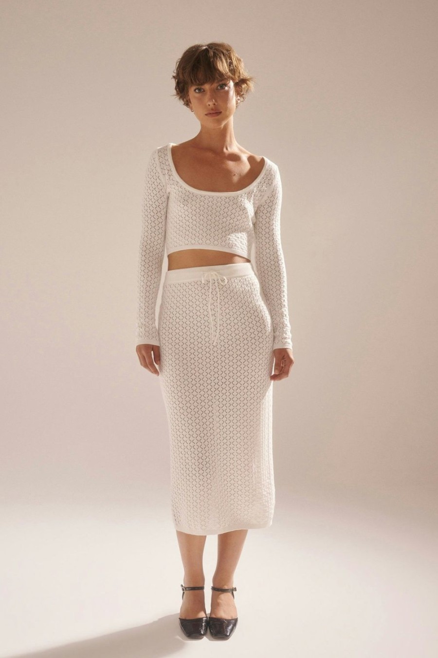 Women Rolla's Jeans Skirts | Diamond Knit Slip Skirt - White