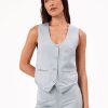 Women Rolla's Jeans Tops | Soho Vest Linen - Fog