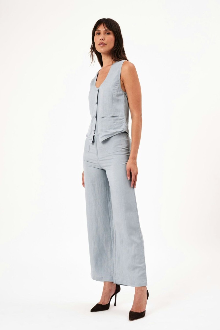 Women Rolla's Jeans Tops | Soho Vest Linen - Fog