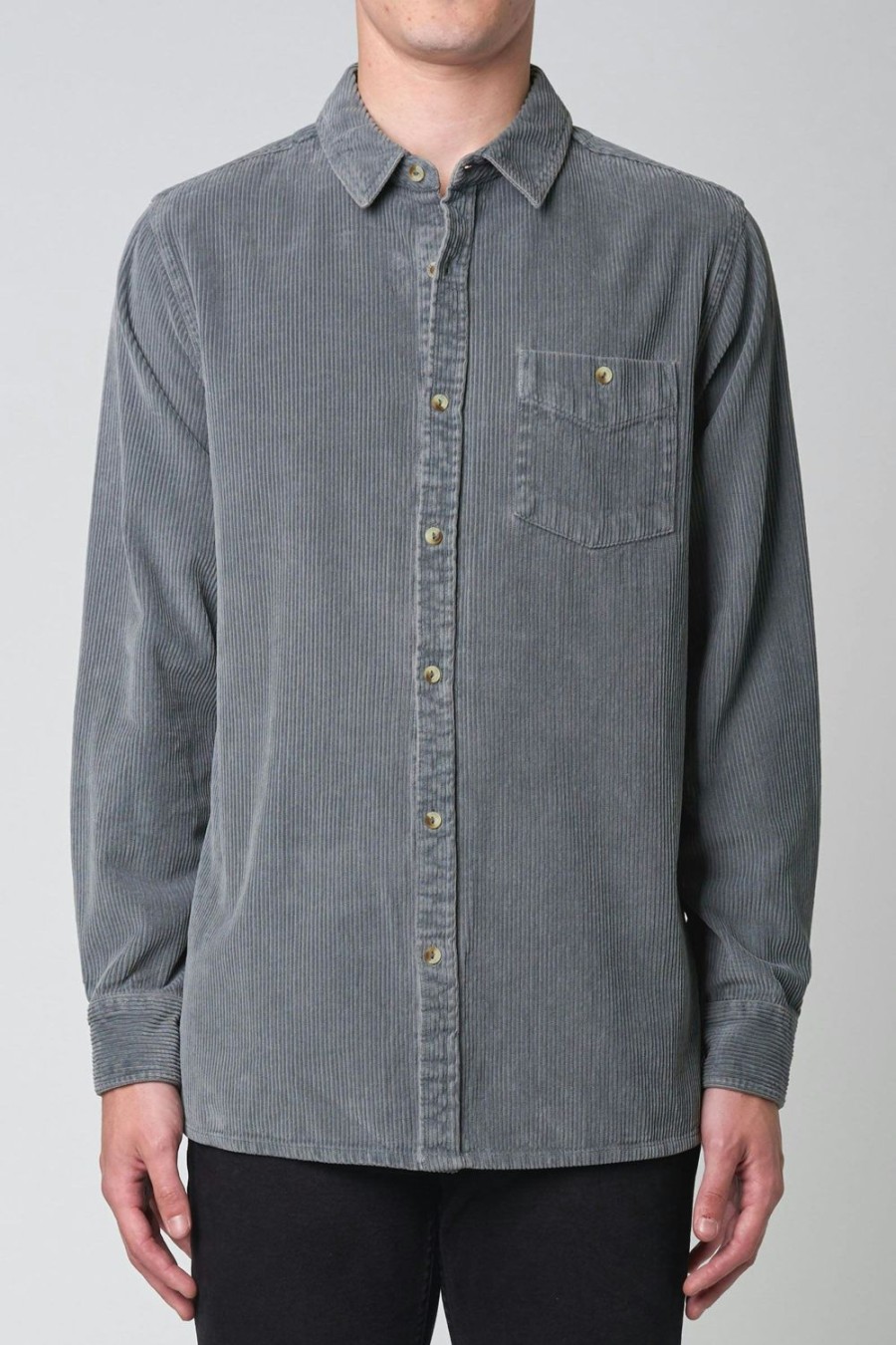 Men Rolla's Jeans Shirts | Men At Work Fat Cord Shirt - Slate