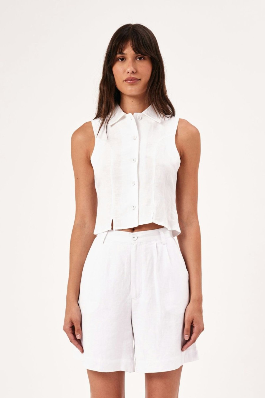 Women Rolla's Jeans Tops | Nina Linen Top - White