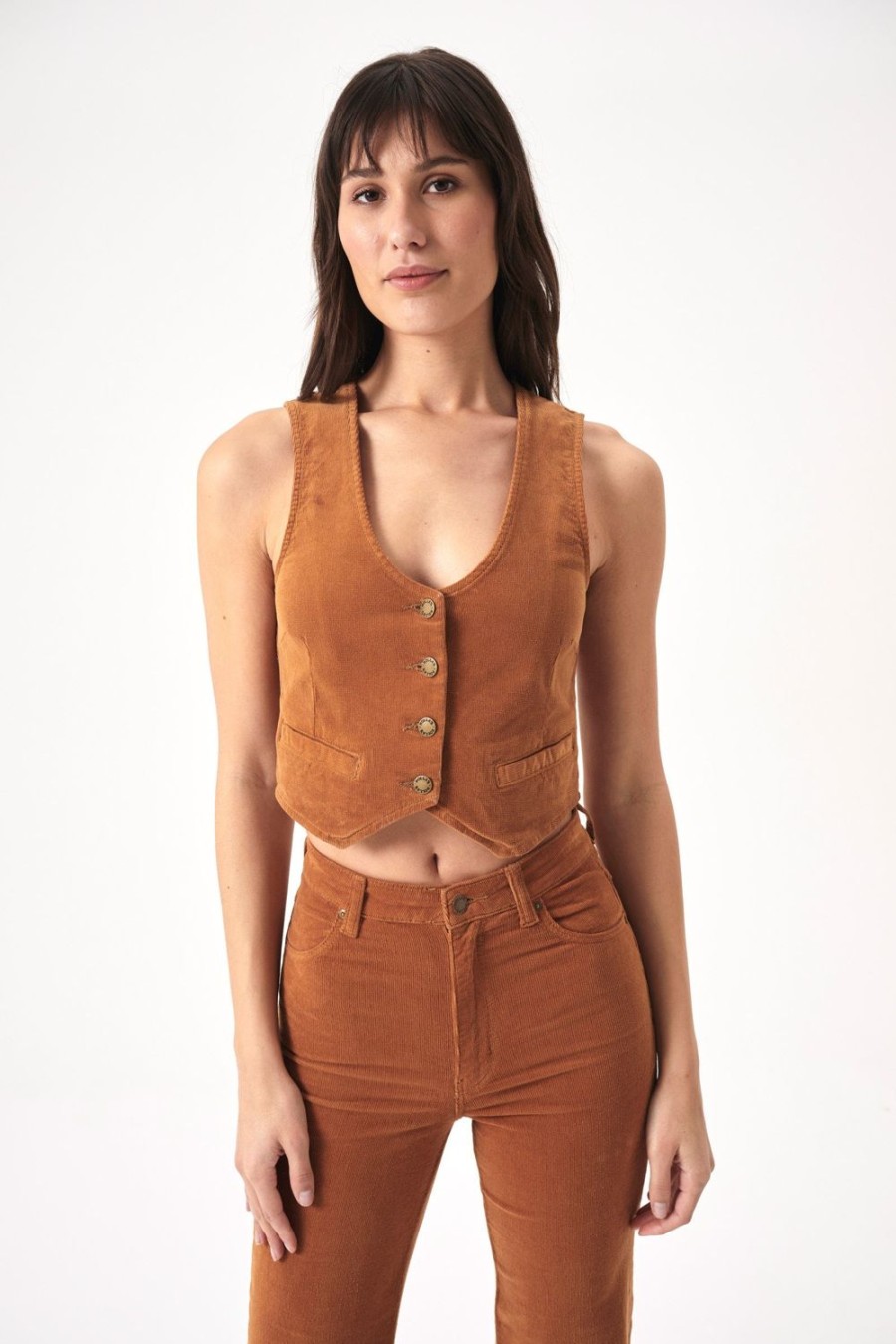 Women Rolla's Jeans Tops | Dallas Vest - Tan Cord