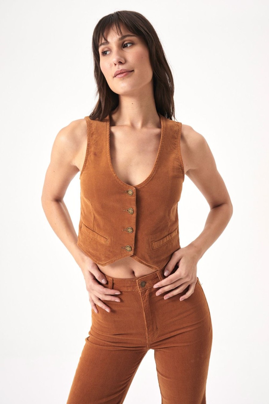 Women Rolla's Jeans Tops | Dallas Vest - Tan Cord