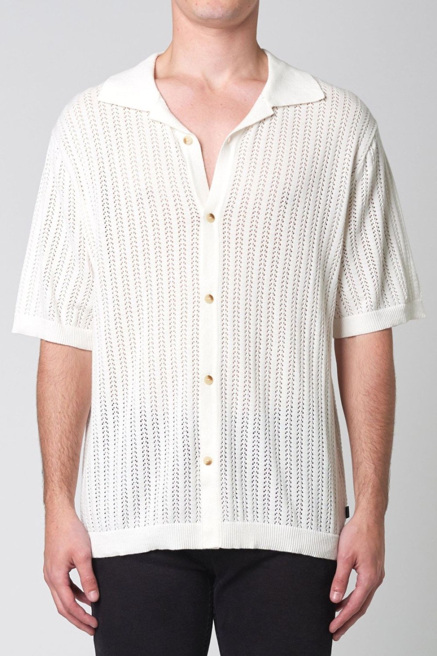 Men Rolla's Jeans Shirts | Bowler Knit Shirt - White