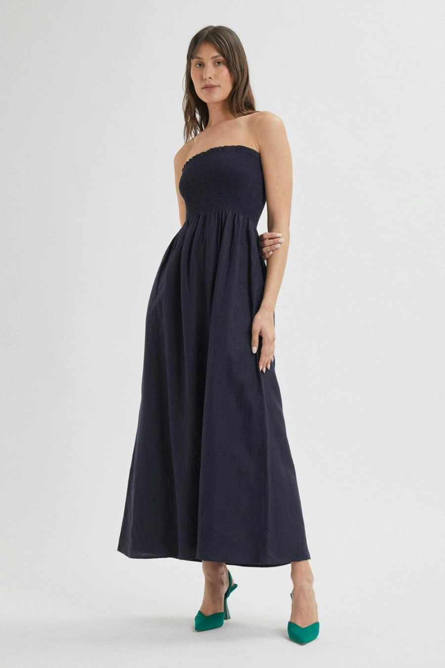 Women Rolla's Jeans Dresses | Bella Linen Dress - Navy