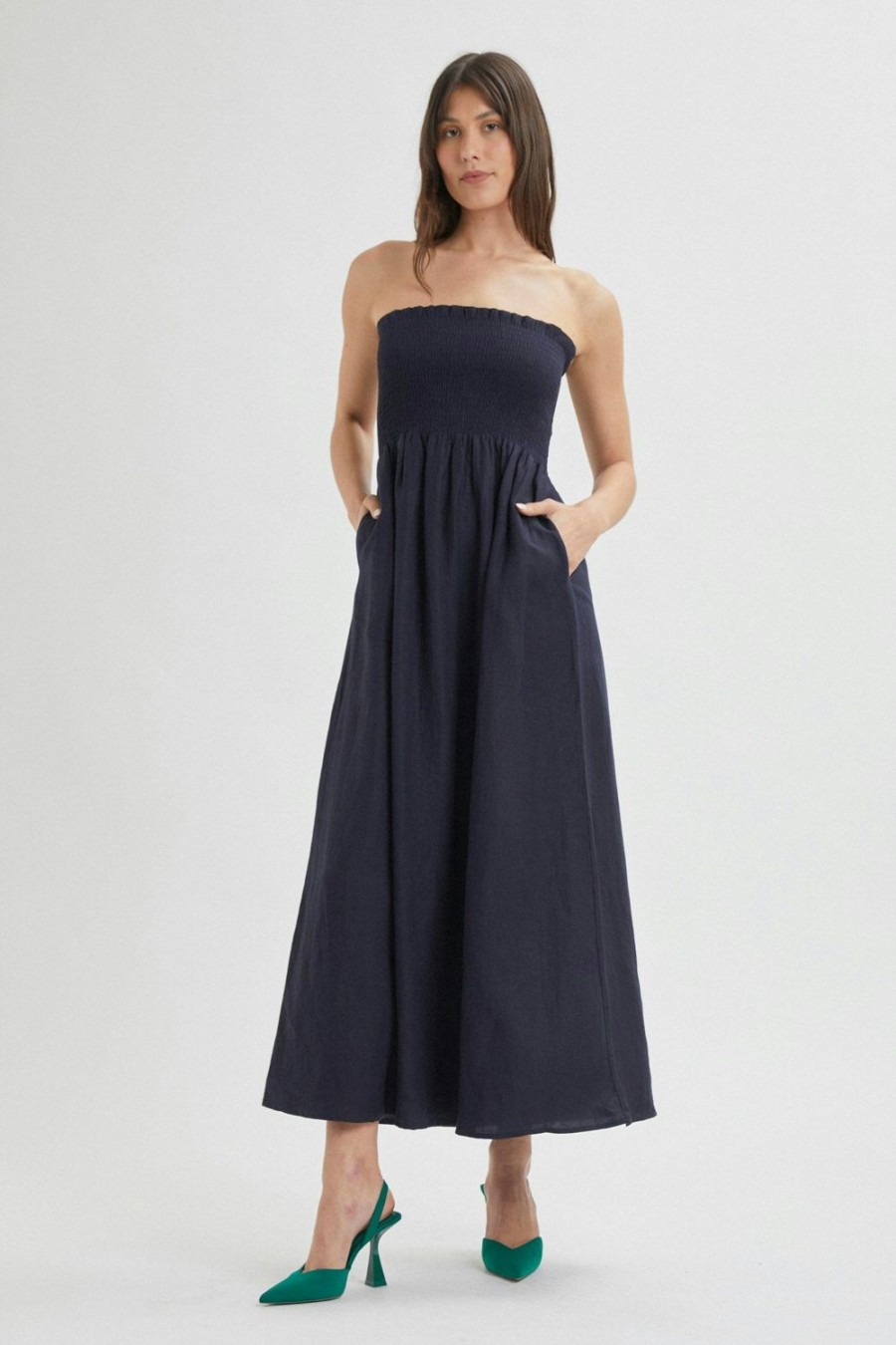 Women Rolla's Jeans Dresses | Bella Linen Dress - Navy