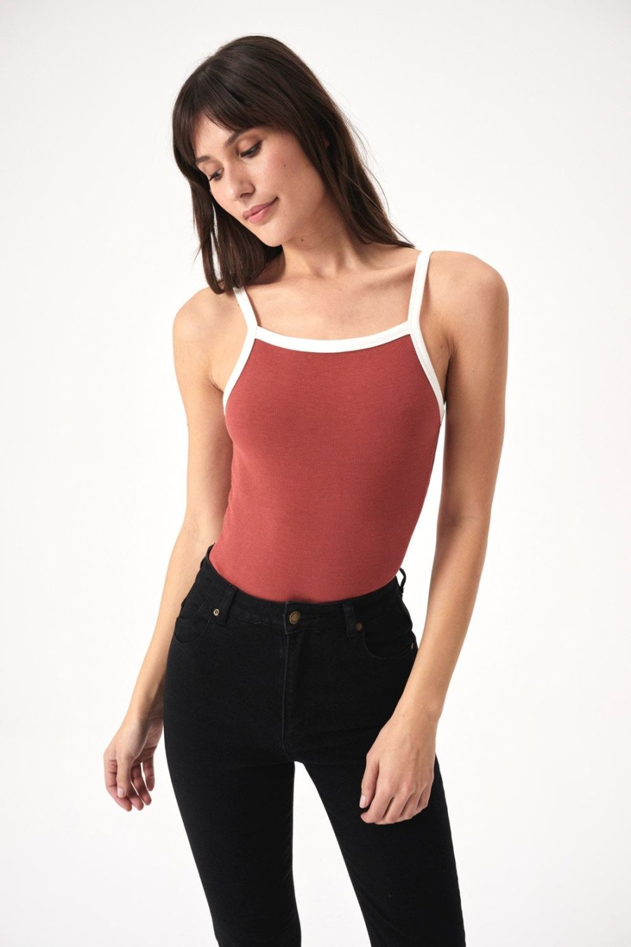 Women Rolla's Jeans Tops | Organic Naomi Tank - Brick