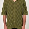 Men Rolla's Jeans Shirts | Checker Knit Shirt - Green