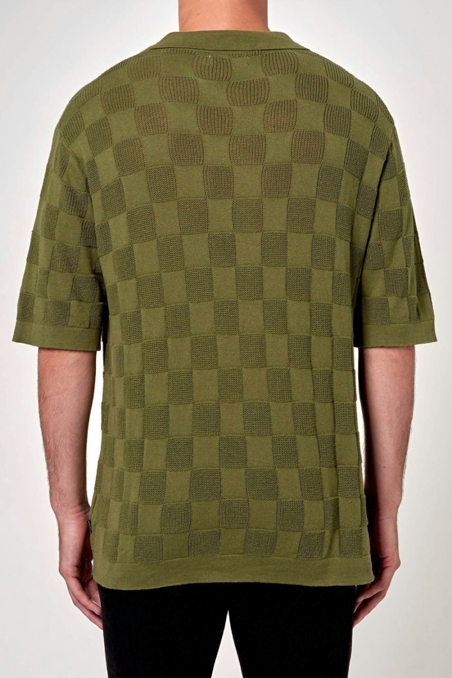 Men Rolla's Jeans Shirts | Checker Knit Shirt - Green