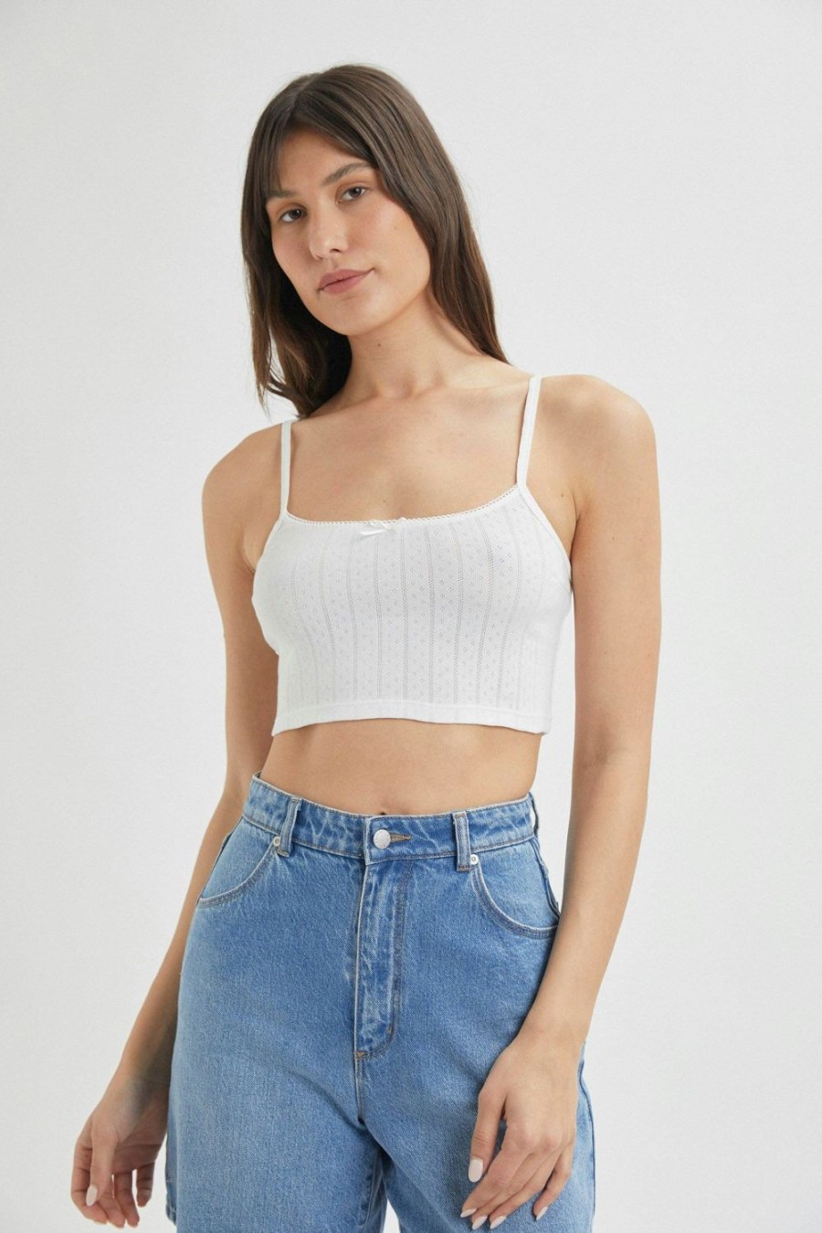 Women Rolla's Jeans Tops | Pointelle Camisole - Cream