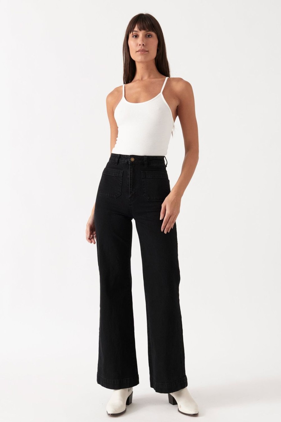 Women Rolla's Jeans Wide | Sailor Jean Long - Rinse Black