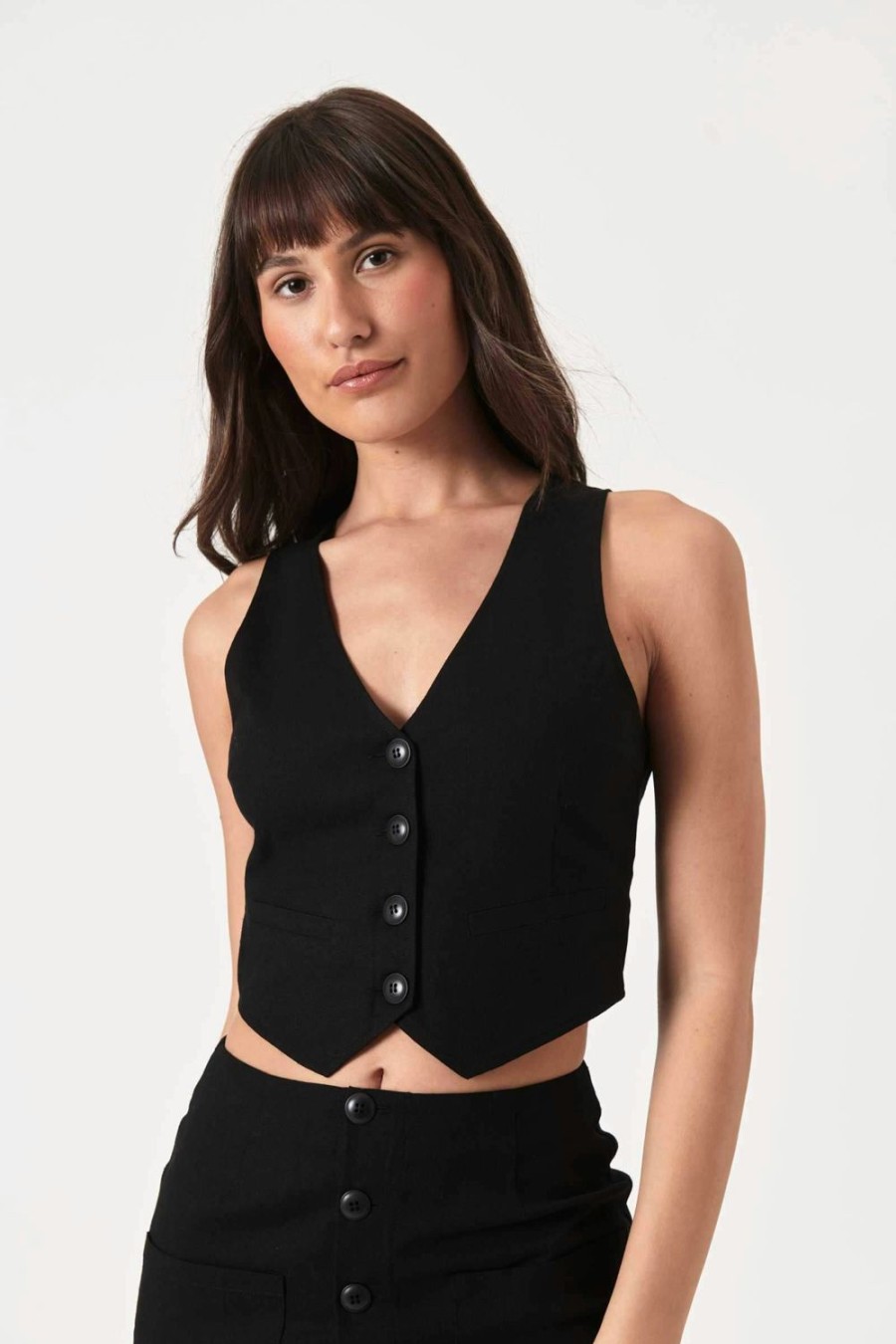 Women Rolla's Jeans Tops | Dallas Linen Vest - Black