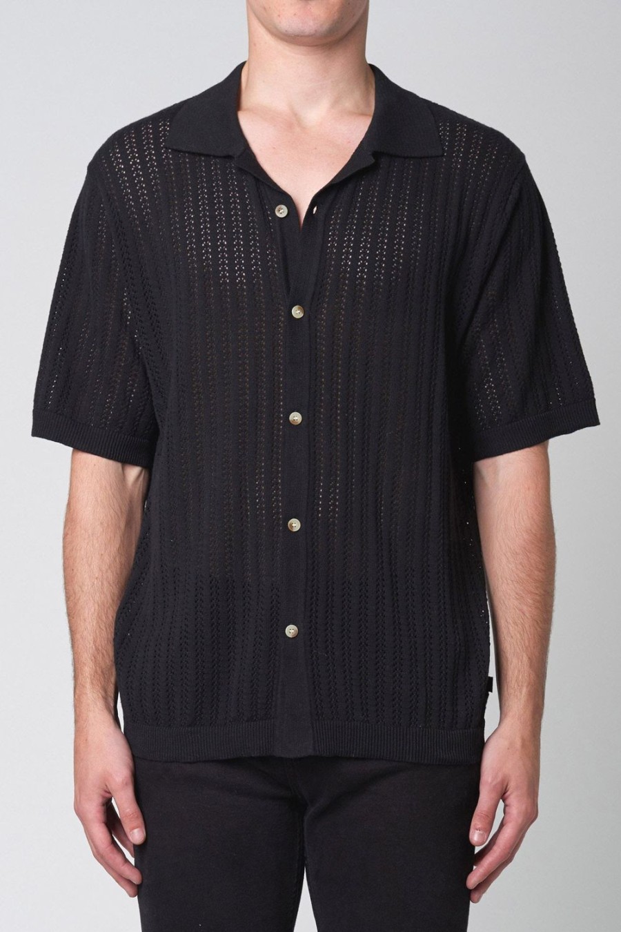 Men Rolla's Jeans Shirts | Bowler Knit Shirt - Black